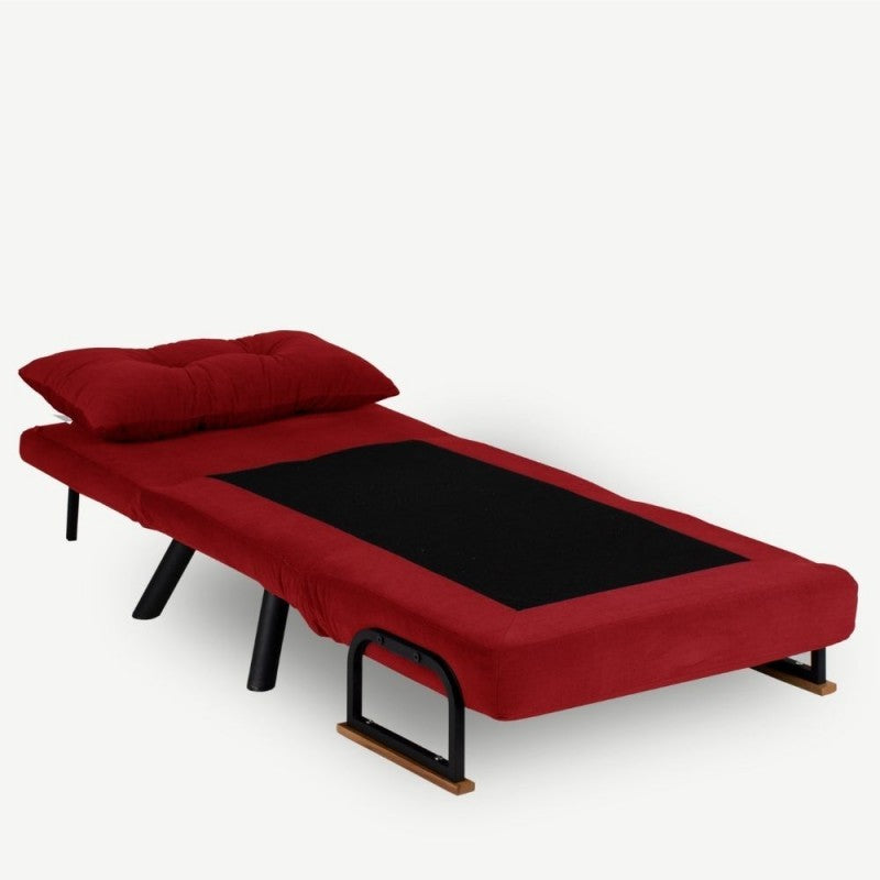 Sillón cama plegable Sando de tela roja 60x78xh.78 cm
