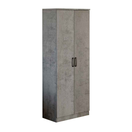 Zapatero multiusos gris hormigón con dos puertas y 6 estantes h.182x71x38 cm