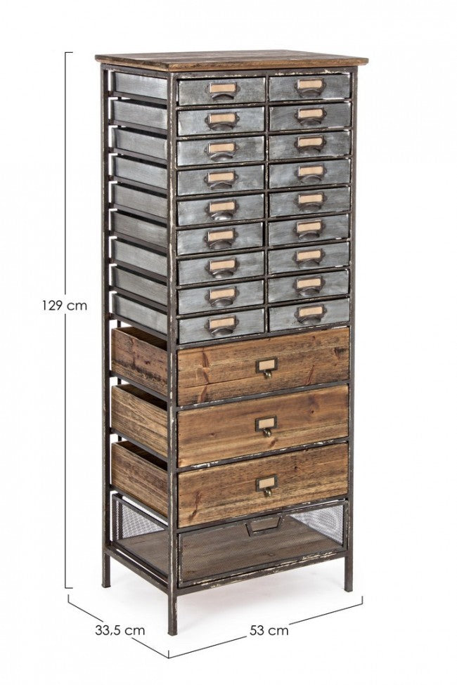 Cómoda OFFICINA en acero y madera 129,5h cm