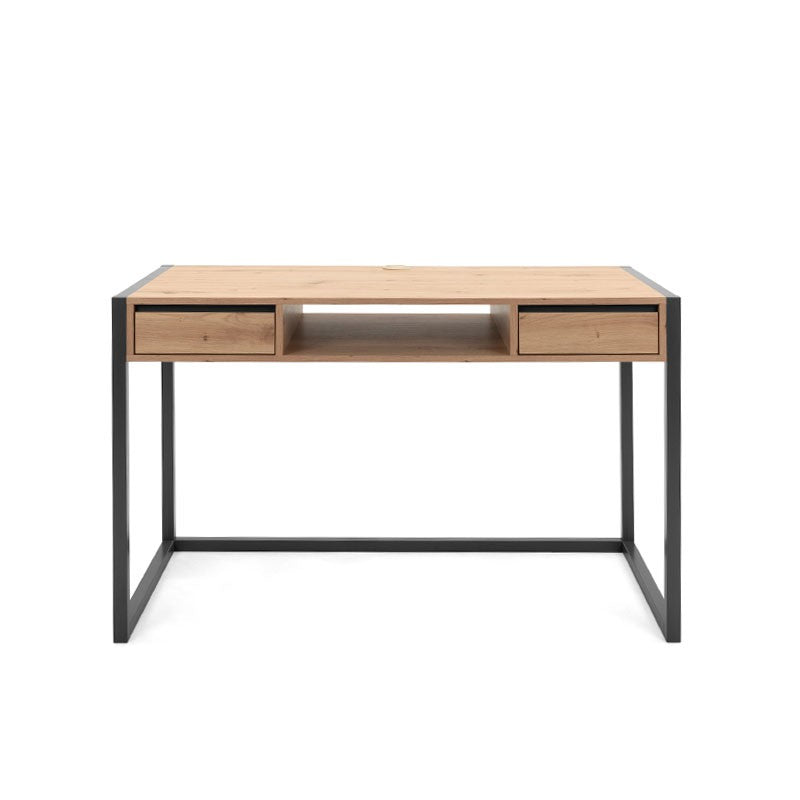 Escritorio de oficina de dormitorio moderno de roble con cajones 120 x 60 x 75 h cm