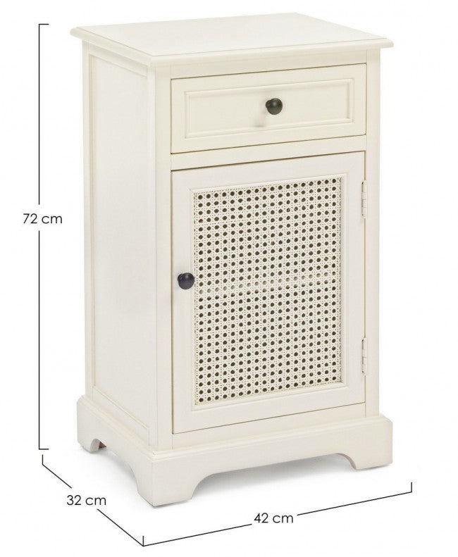 Mesita de noche Amabel clásica 1 puerta y 1 cajón 42x32x72h cm