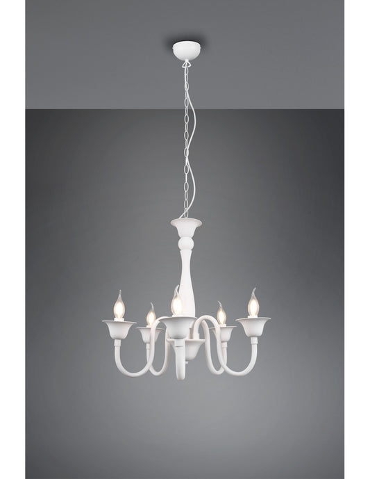 Araña Blanca 5 Luces Con Cadena Elsa Trio Lighting