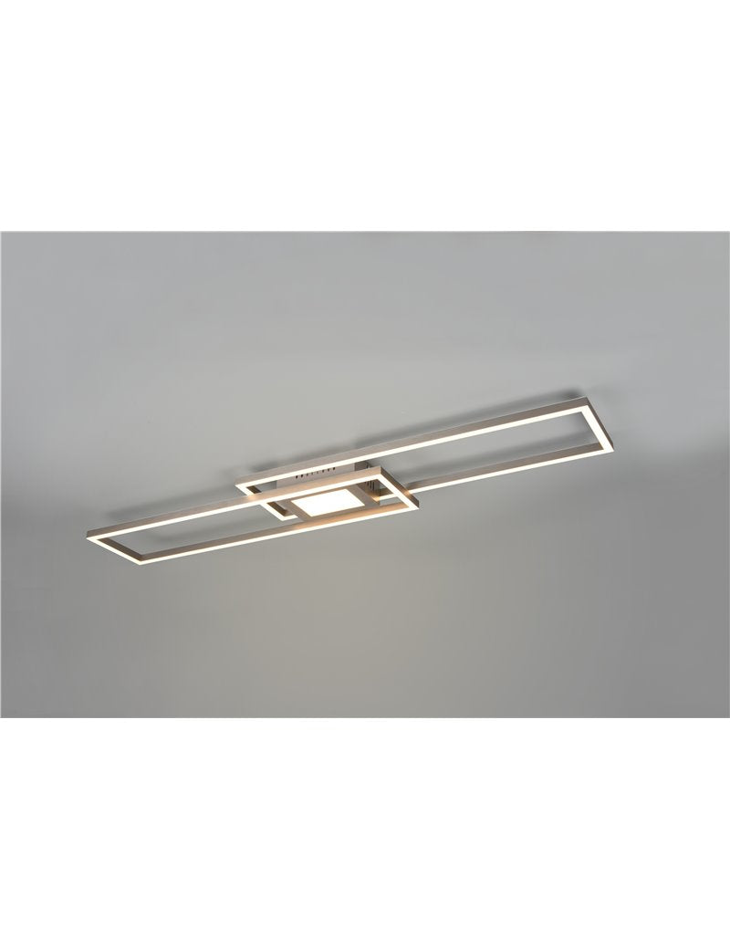 Plafón LED Ganado rectangular de acero retroiluminado RGB con mando a distancia multifunción l. LED moderno de 110 cm.
