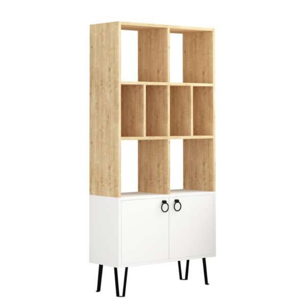 Librería Bene con puertas de roble blanco.