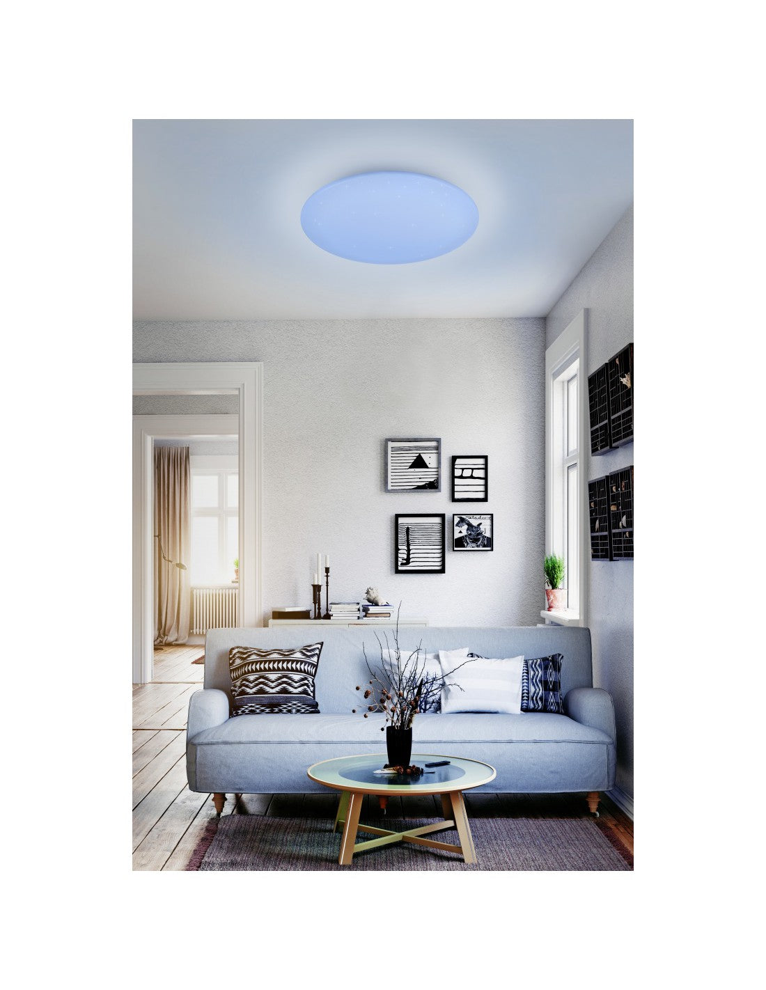 Fara Lámpara de techo redonda moderna RGB LED regulable blanco Ø60 cm Trio Lighting