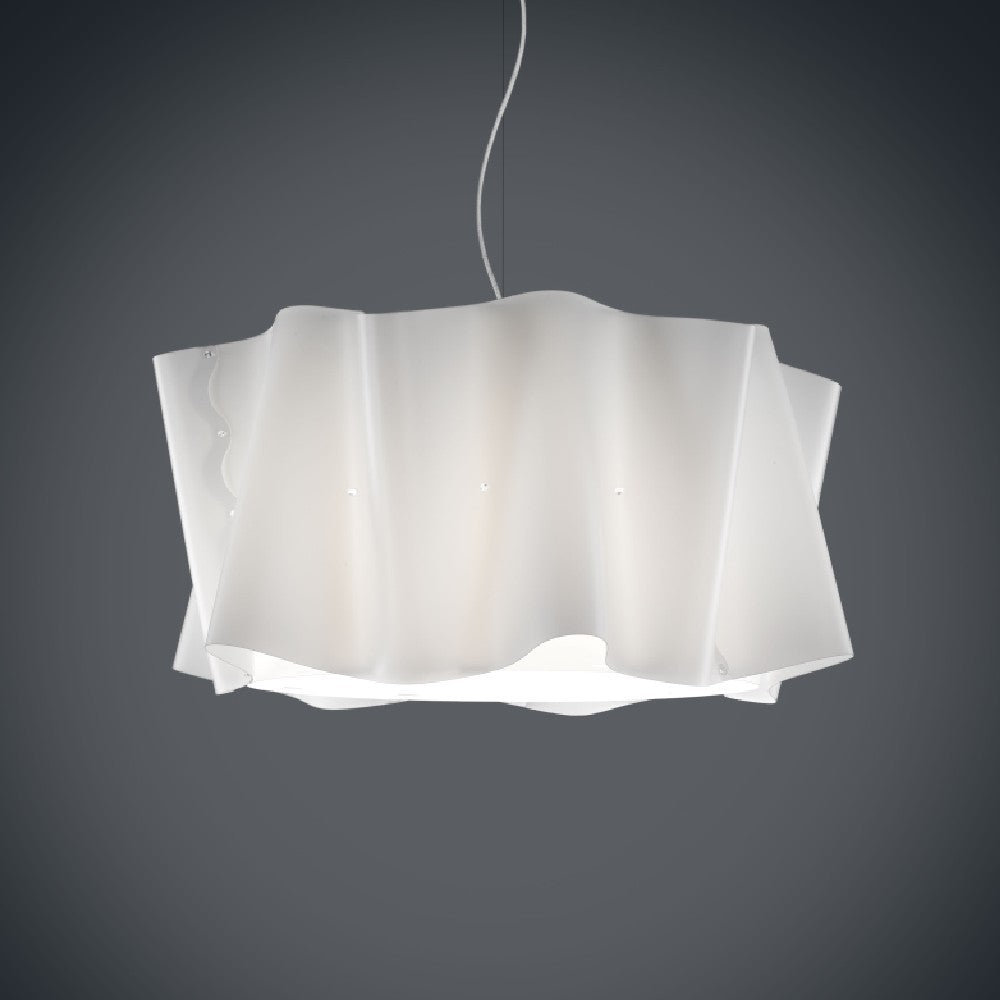 Lámpara colgante blanca de 5 luces de metal cromado cm. 60x32h