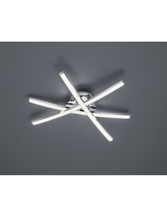 Capella Lámpara de techo moderna 3 varillas LED cromadas Ø50 cm Trio Lighting