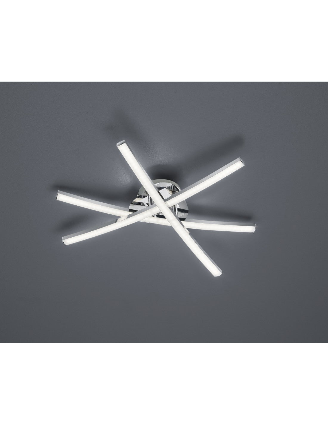 Capella Lámpara de techo moderna 3 varillas LED cromadas Ø50 cm Trio Lighting