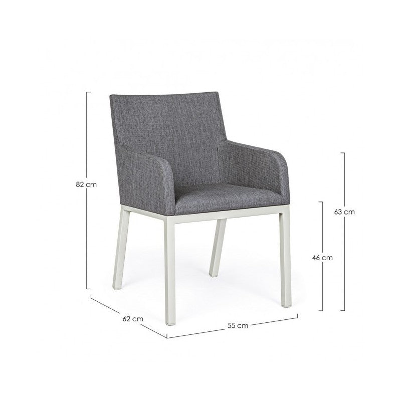 Silla de aluminio con recubrimiento en polvo gris 55x62x82h cm