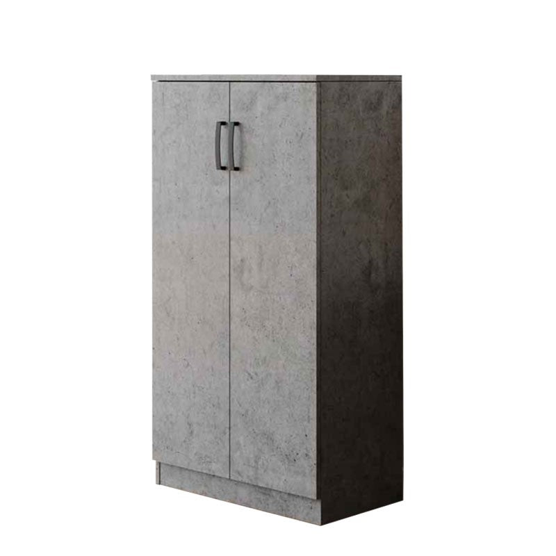 Zapatero multiusos en madera melamina gris cemento 2 puertas h130x71x38