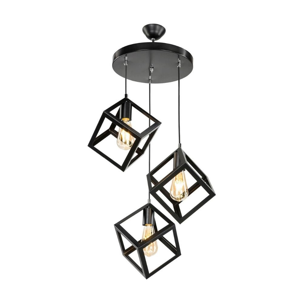 Lámpara colgante Agatha MDL3790 3 cubo negro