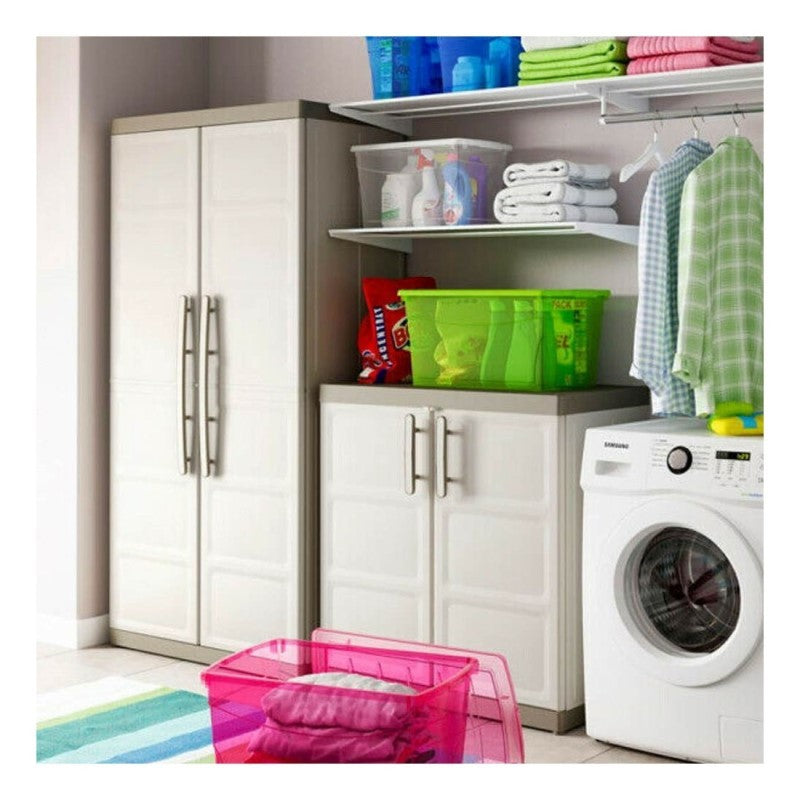 Armario multiusos bajo con dos puertas y dos baldas Beige EXCELLENCE 89x54x h93 cm
