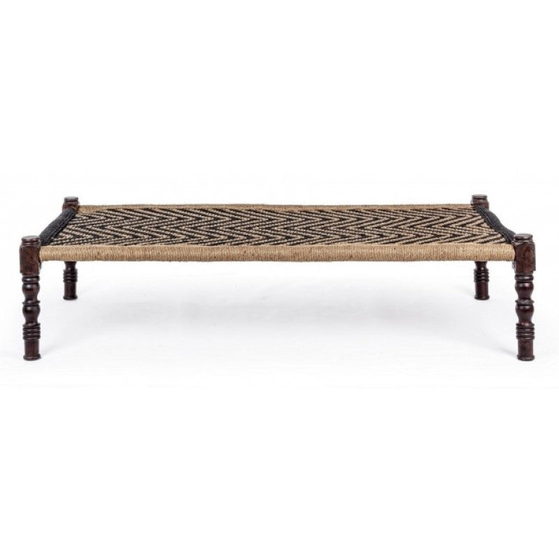 KHAT TAMIL Banco étnico de madera negra 176x86x h46 cm