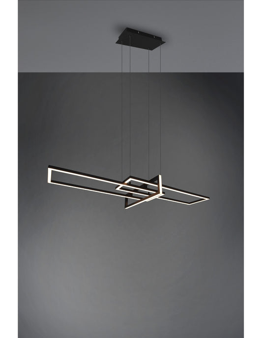 Salinas Suspensión 3 LEDs Rectángulo 34w Negro L110 cm Regulable Trio Lighting