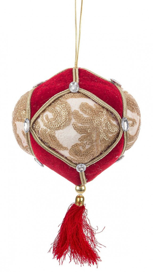 6x Esfera con borla C Colyn rojo dorado D130