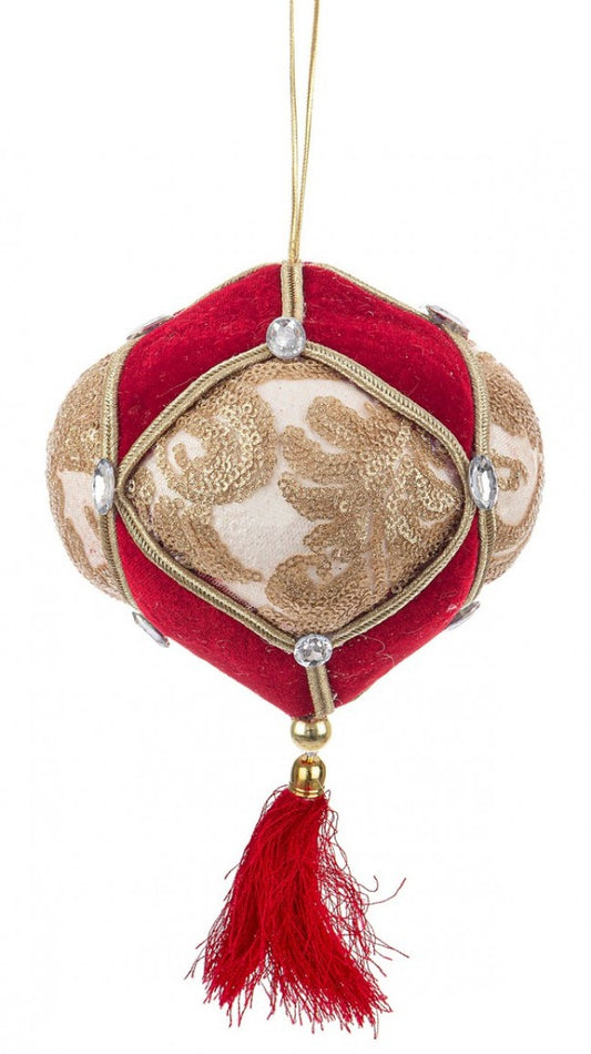 6x Esfera con borla C Colyn rojo dorado D130