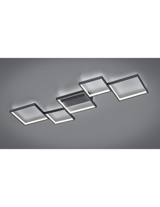 Lámpara de techo Sorrento 5 LED cuadrada L120 cm Negro Trio Lighting