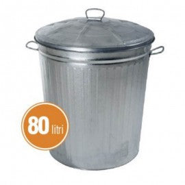 Papelera de acero galvanizado de 80 litros diámetro 48x h50 cm