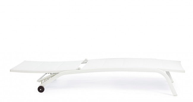 Tumbona de aluminio con ruedas Cleopas blanco-blanco