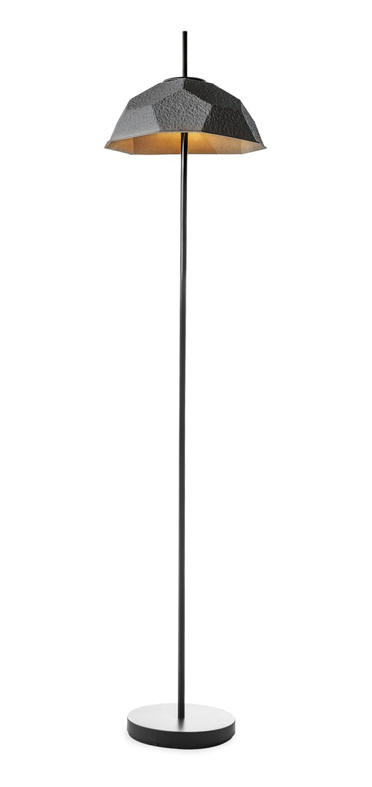 Lámpara de pie con pantalla de cartón reciclado negro D34xD34x160h cm