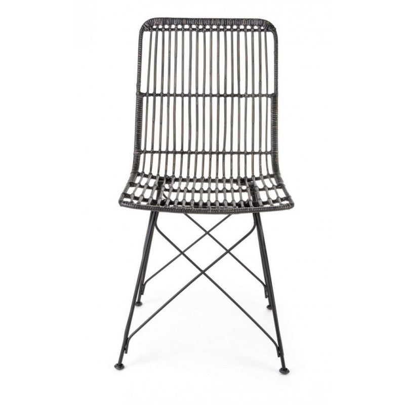 Silla de estilo moderno en acero y kubu Negro LUCILA 45x55x h85 cm