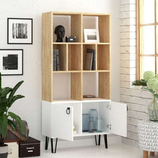 Librería Bene con puertas de roble blanco.