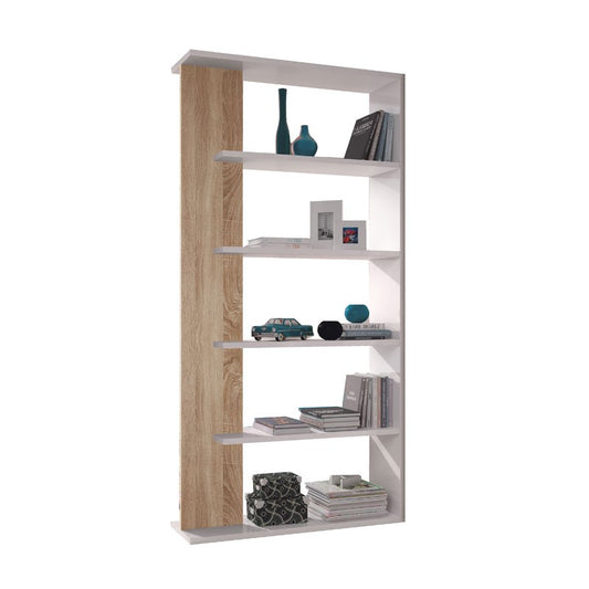 Librería abierta de diseño roble blanco 90 x 25 x 180 h cm