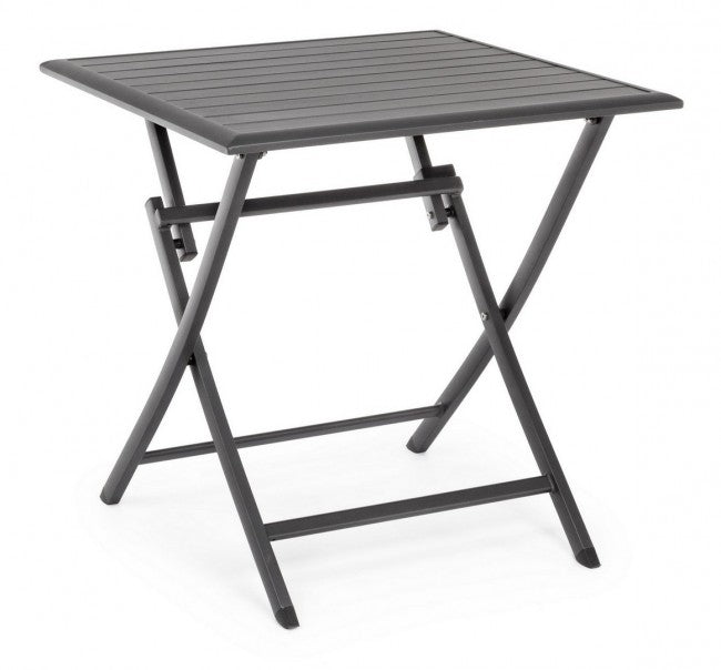 ELIN Mesa exterior plegable de aluminio antracita 70x70x h71 cm