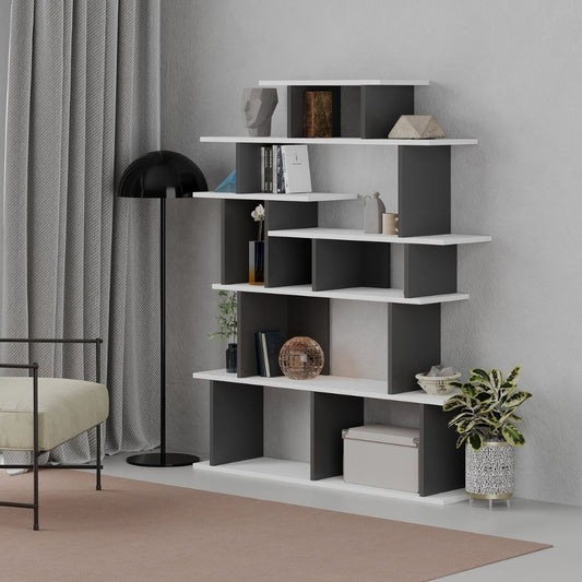 Librería de diseño Apollon blanco antracita