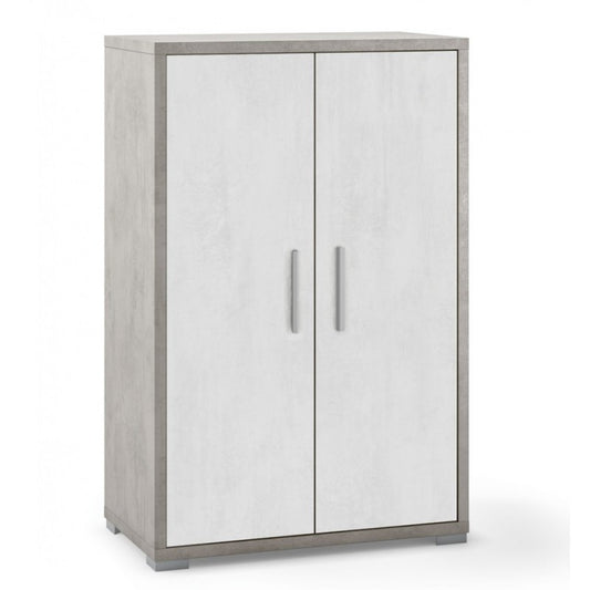 Armario multiusos de dos puertas cemento blanco 71x41x h110 cm