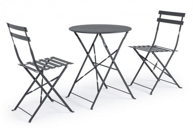 Conjunto de jardín Bizzotto antracita Mesa y sillas Bistrot