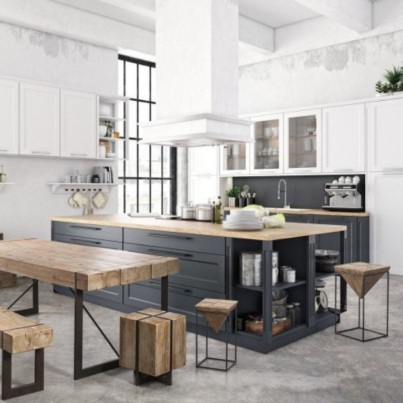 Taburete de acero con asiento de abeto PRISMY 31x31xh.55 cm