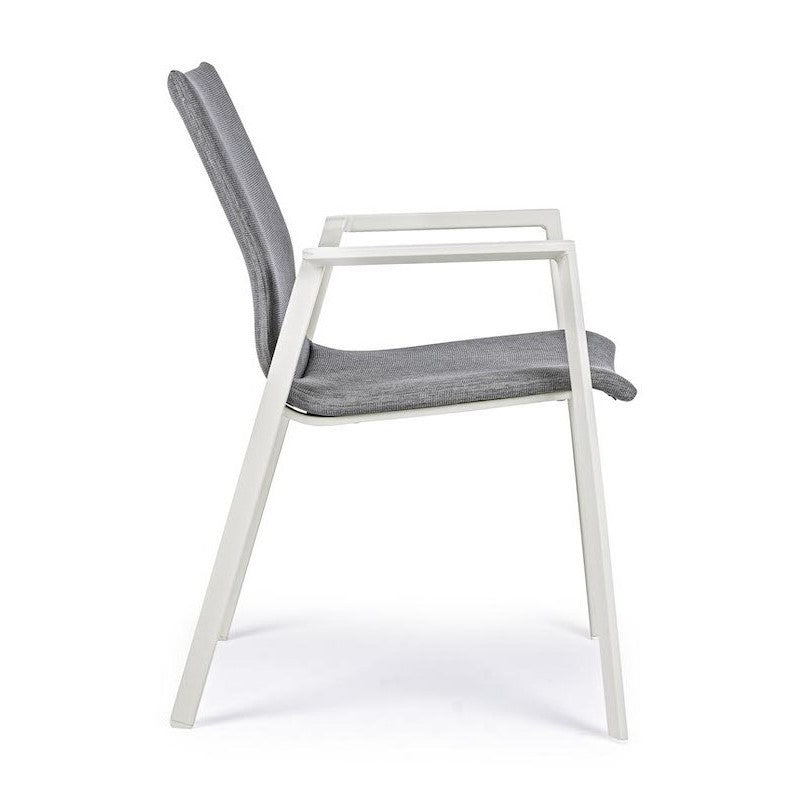 Silla De Exterior En Aluminio Blanco Con Cojín Gris Oscuro Odeon 55,5X60 H83 Cm