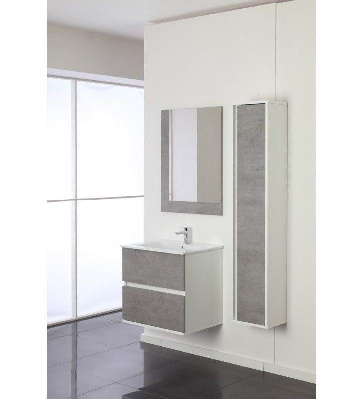 Composición de baño con dos cajones Línea Fabula Cemento Blanco 60x47x h57cm