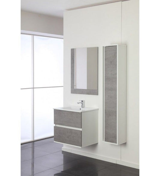 Composición de baño con dos cajones Línea Fabula Cemento Blanco 60x47x h57cm
