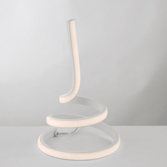 Lámpara de mesa de metal blanco y aluminio con LED integrado 18x h28 cm