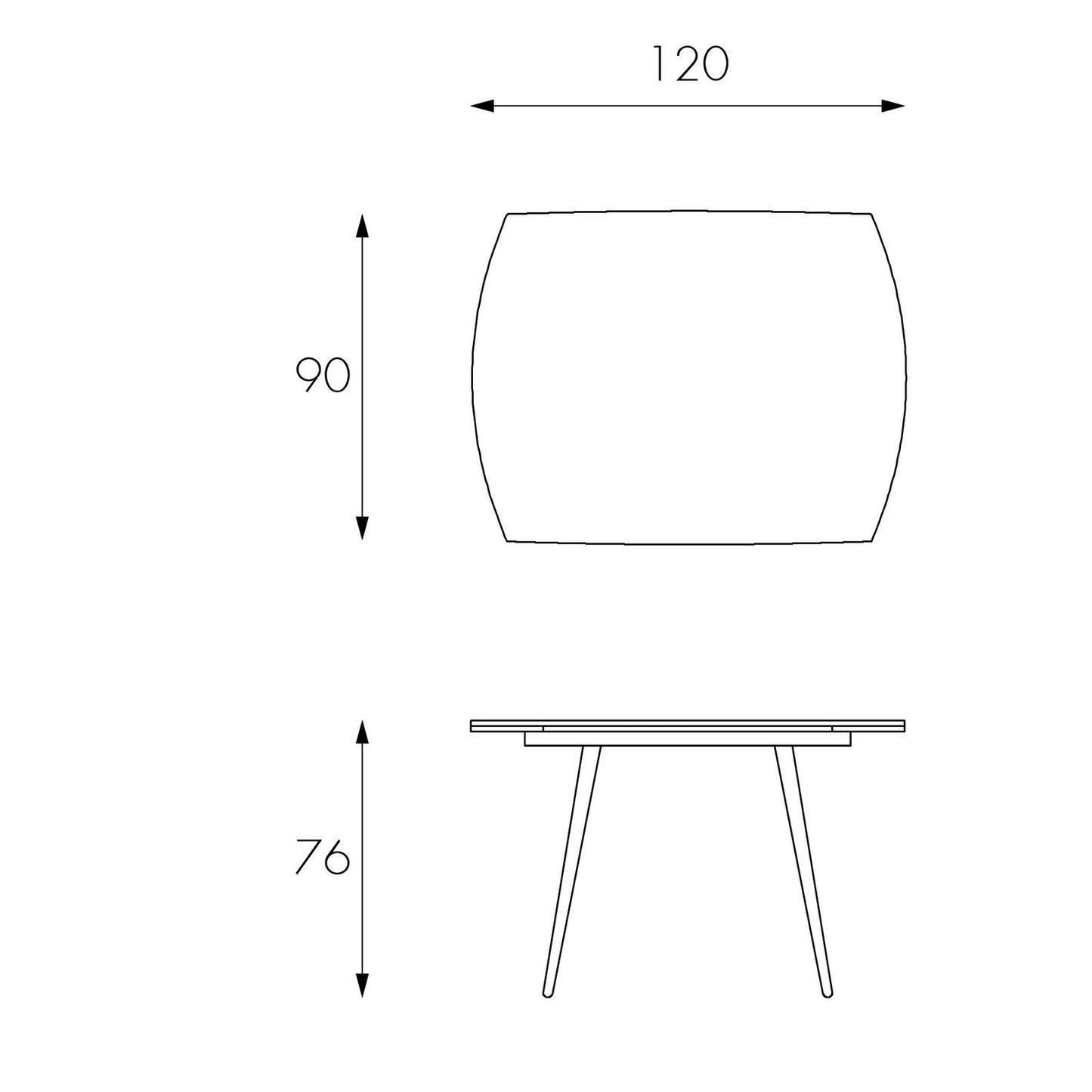 Mesa extensible con tapa de cristal templado blanco 120/180x90h cm