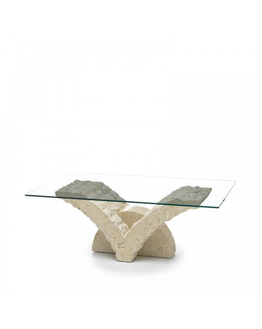 Mesa de centro beige transparente 70 cm x 120 cm Alt. 40 cm