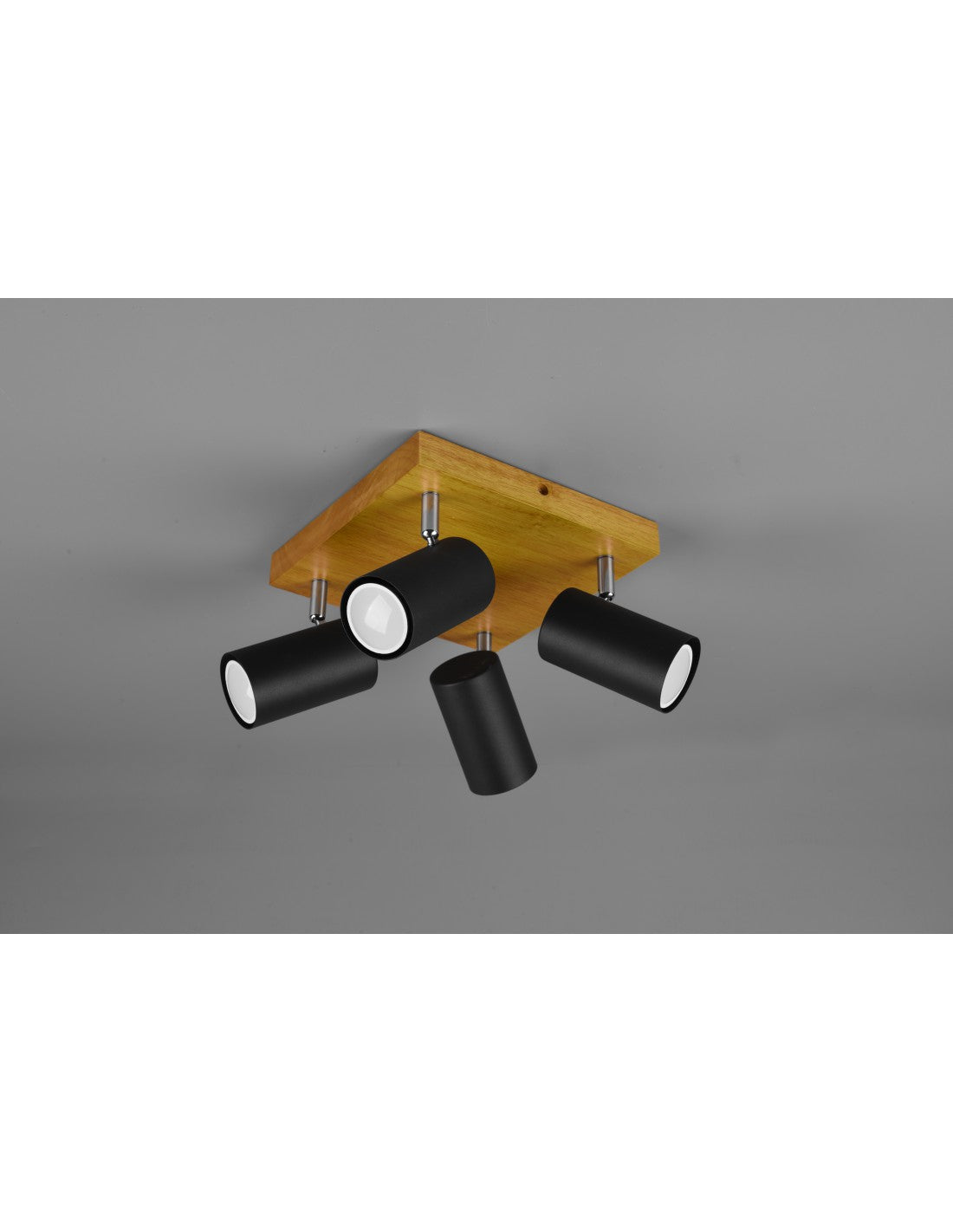 Marley Foco 4 Focos GU10 Negro Y Madera 22x22 cm Trio Lighting