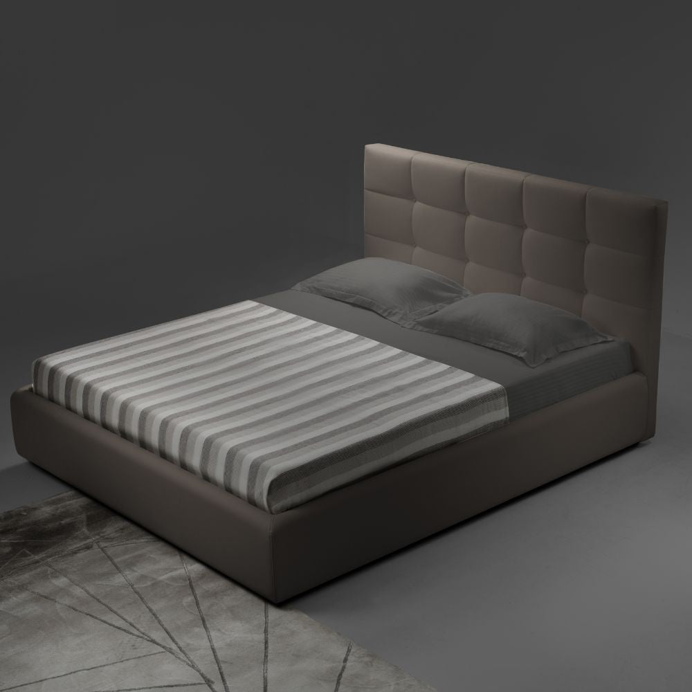 Cama doble con contenedor Napoli gris tórtola