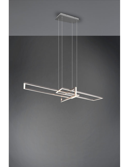 Salinas Suspensión 3 LEDs Rectángulo 34w Níquel L110 cm Regulable Trio Lighting