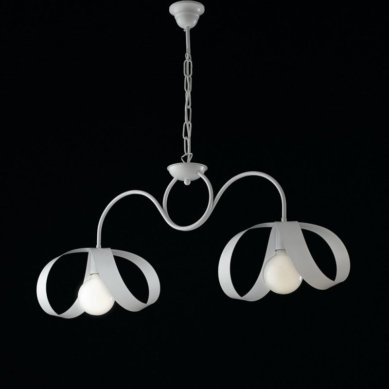 Lámpara colgante moderna de hierro blanco con dos luces 82x h35 cm