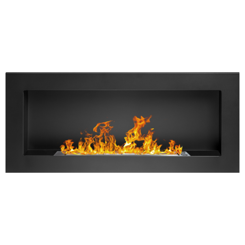 Chimenea de bioetanol empotrada o de pared Lucca Nero L 90 x P 12 x H 40