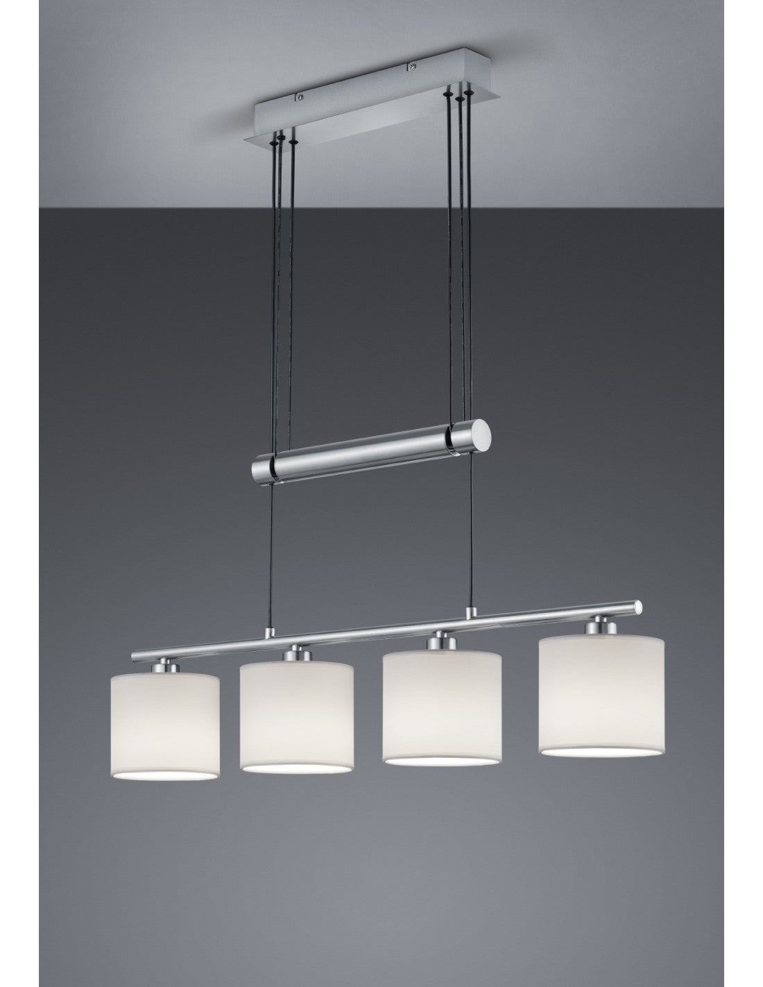 Garda Nichel Suspensión 4 pantallas Tela blanca L77 cm Trio Lighting