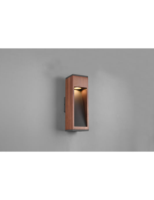 Aplique de exterior rectangular Canning GU10 Madera natural IP54 Trio Lighting