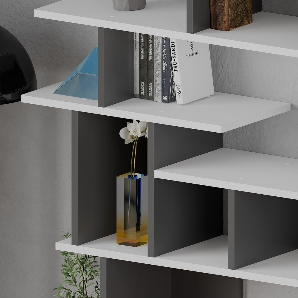 Librería de diseño Apollon blanco antracita