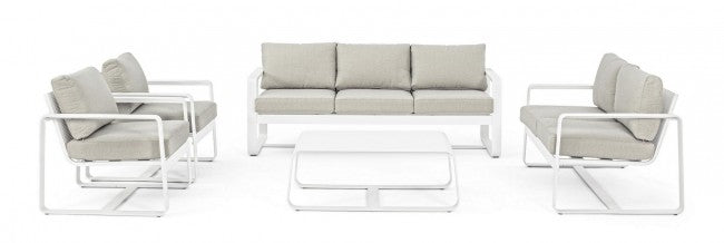 MERRIGAN mesa de centro exterior aluminio blanco 105x62x h38 cm