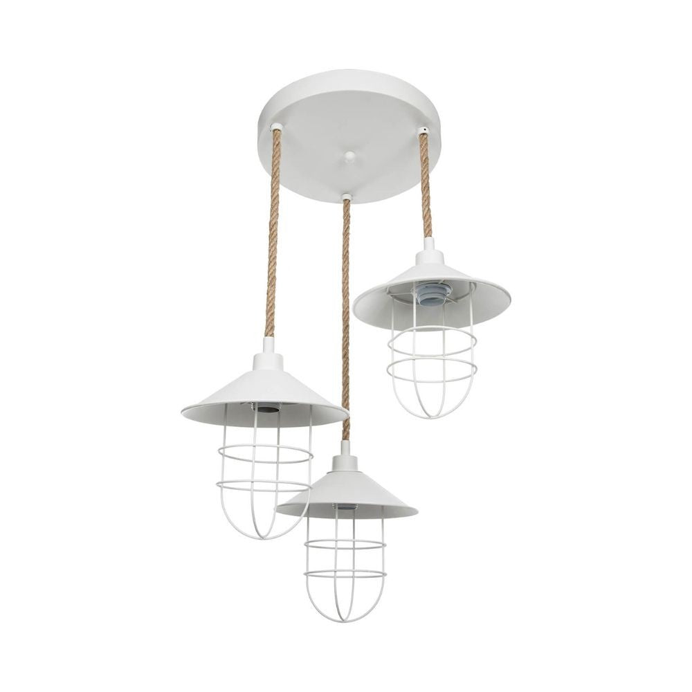 Bulut ASZ0632 Lámpara colgante 3 luces en metal blanco y cuerda