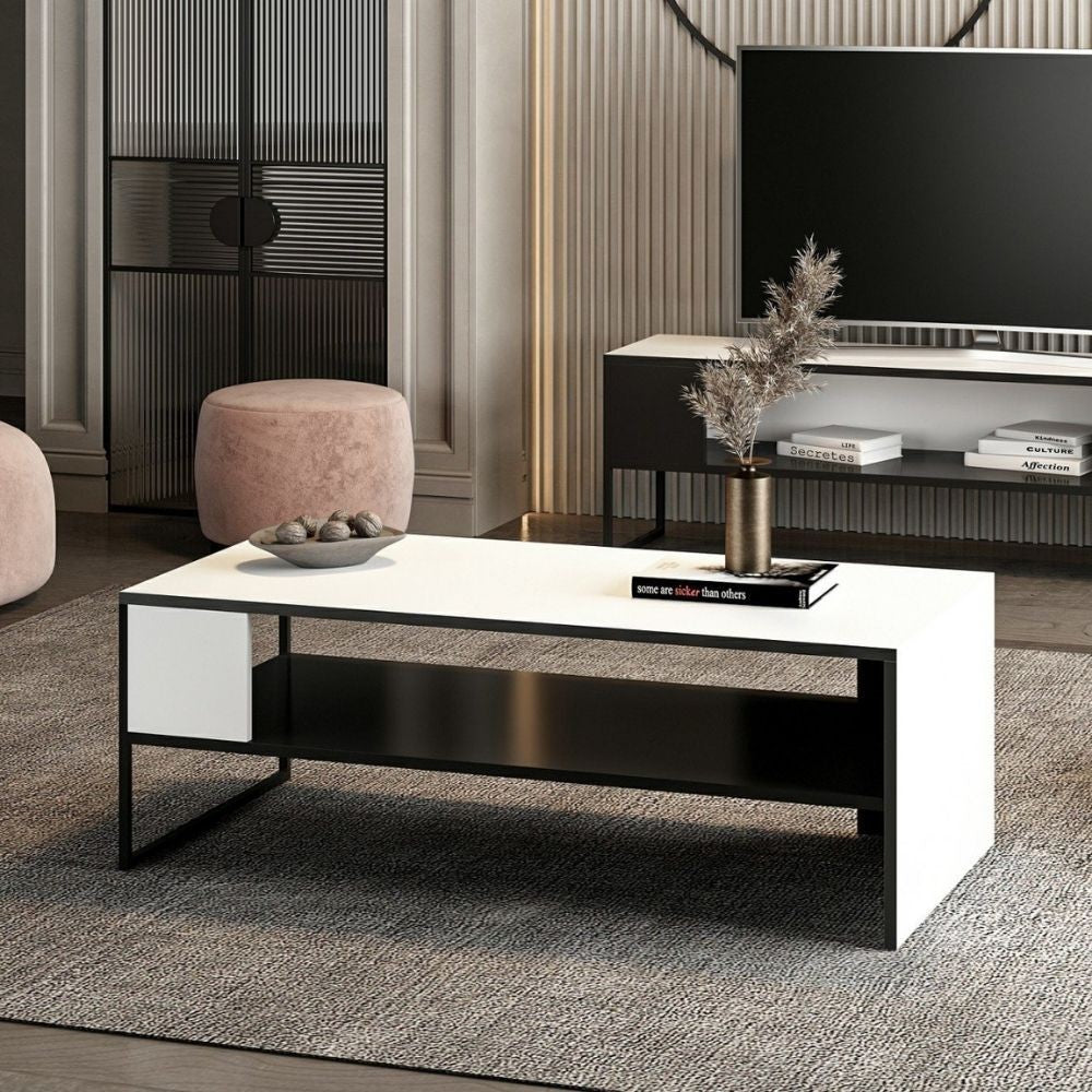 Mesa de centro rectangular Concord blanco y negro