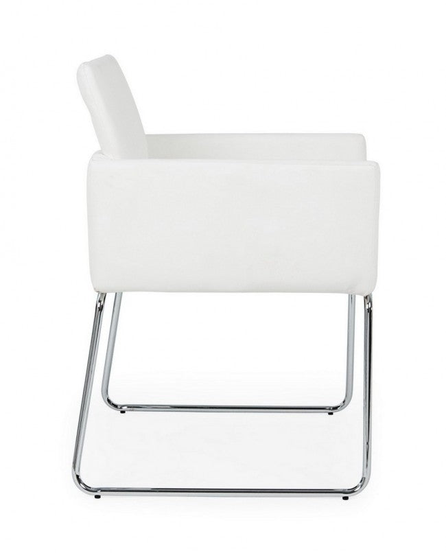Silla con reposabrazos en símil piel Blanco SIXTY 60x54x h80,5 cm
